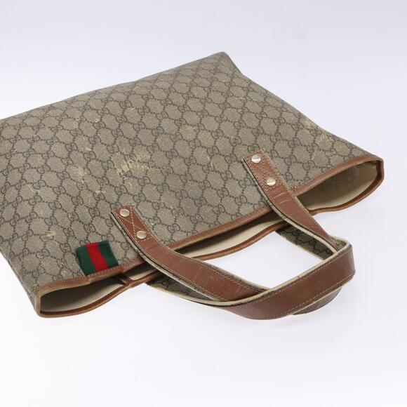 GUCCI GG Supreme Web Sherry Line Tote Bag Pvc Beige Red - Picture 6 of 13